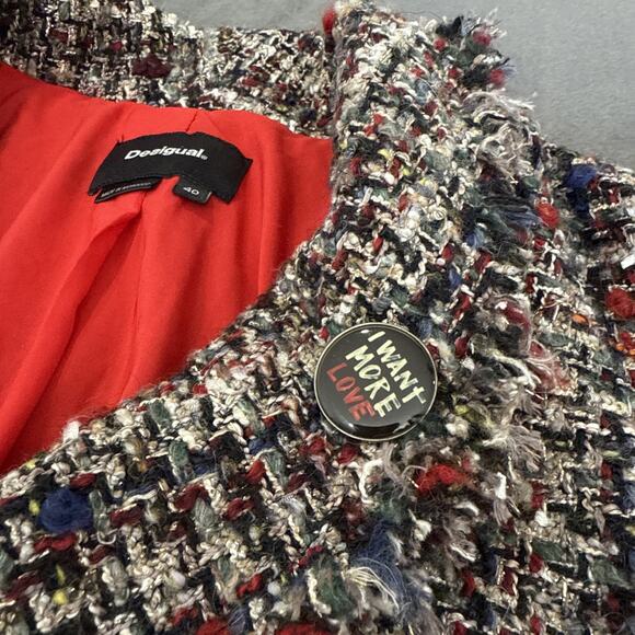 Desigual Tweed Chaw Blazer Drava Multicolor Women’s Size 40 (6) - Picture 6 of 13
